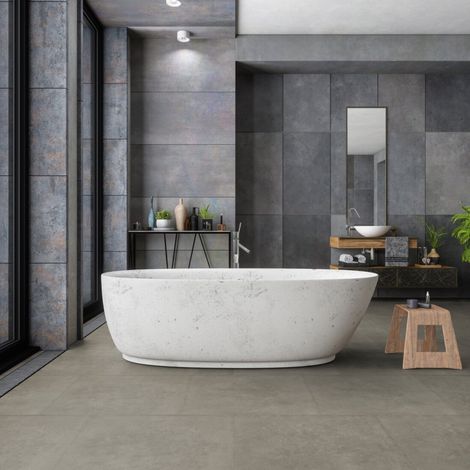 Gerflor – Dalle de sol PVC prête à poser effet béton suave grey – Surface 2.23 m² – Pose sans colle ni clips – Entièrement recyclable