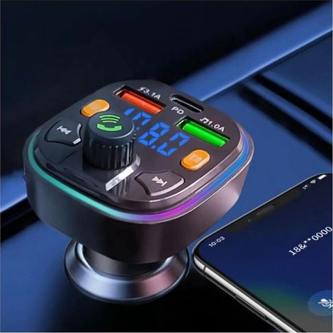 Trasmettitore FM per auto – Caricabatterie USB-C da 22,5 W – Kit vivavoce – USB-A – Scheda SD – Bluetooth 5.3 – Modello 2025 (1/5)