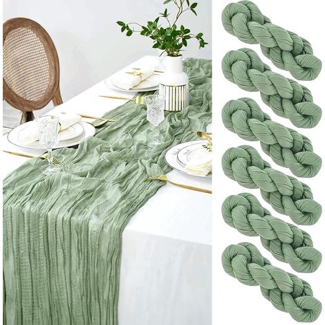 Chemin de Table Vert Sauge, 6 PCS 90 x 300cm (1/5)
