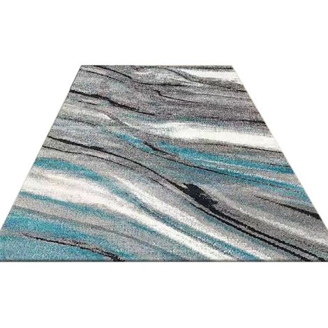 Tapis de Passage Gris-Bleu-Blanc Géométrique Abstrait - Antidérapant Tapis de Cuisine Couloir Long 120X160cm Lavable - Polyester Haute Résistance pour Intérieurs Urbains (1/5)