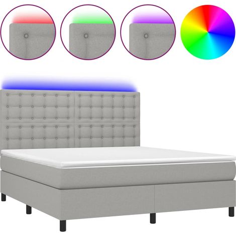 Maison Exclusive - Boxspringbett mit Matratze & LED Hellgrau 180x