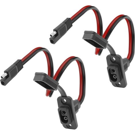 Adaptateur de connecteur rapide, rallonge 12 AWG, port d'alimentation latéral, résistant à la température, solaire universel, chargeur de batterie (2 pièces, 0,3 m), SAE
