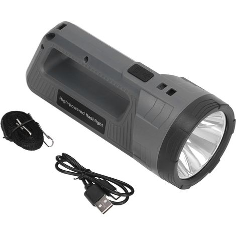 Lampe torche rechargeable USB portable, projecteur LED étanche IP65, lampe de chantier avec batterie intégrée, spot lumineux puissant pour camping et dépannage. (1/5)