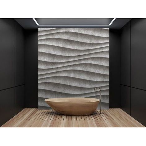 Papier peint panoramique 3D béton Tapisserie panoramique trompe l'oeil grise Papier peint panoramique idéal salle de bain & salon (1/3)