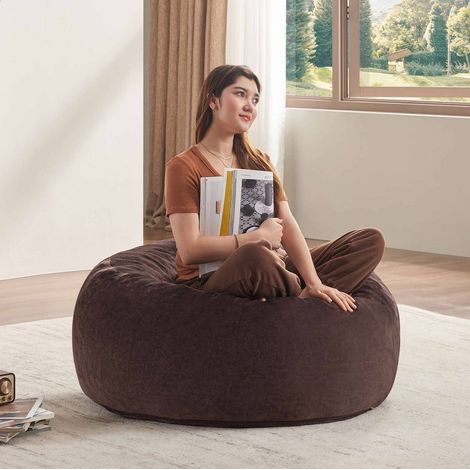 3FT Sitzsack-Sessel aus Schaumstoff, braun, klappbar, HAVRYA (1/4)