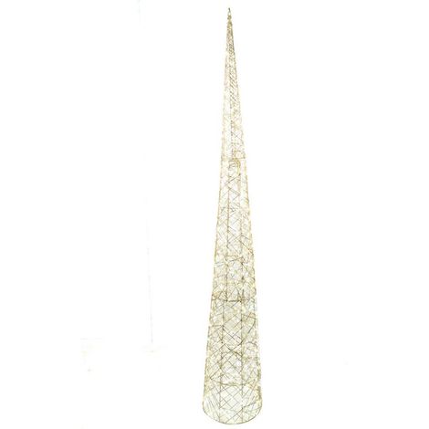 Albero decorativo cono oro in metallo con luci per decorazione natalizia -210 cm (1/5)
