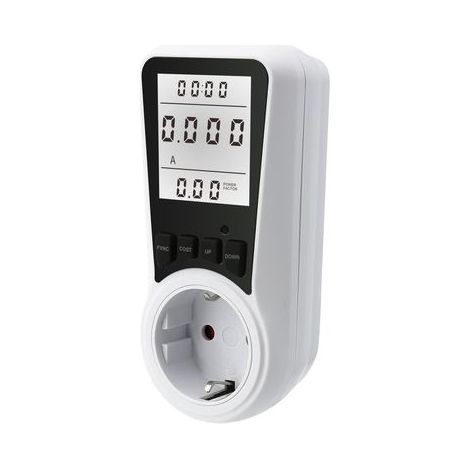 (White Light) Electricity Energy Meter Socket Wattmeter, 7 Monitoring Modes for Electrical Outlet with Backlit LCD Display, Measuring Energy Consumption and Saving Energy, Maximum Power 3680W