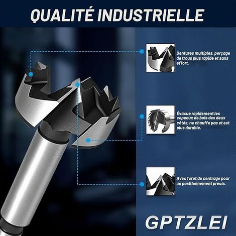 Mèches Forstner Bois 15-35 mm – Forets Bois Charnière Meuble – Perçage Trou Fond Plat – Acier Carbone Perceuse Perceuse à Colonne – Coffret de Rangement Bois (1/4)
