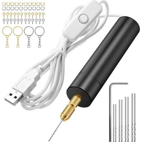 Ensemble d'outils de forage à main électrique pour moules de coulée en résine, kit de vis à broches électriques avec 8 broches de forage (0,8 à 1,2 mm)