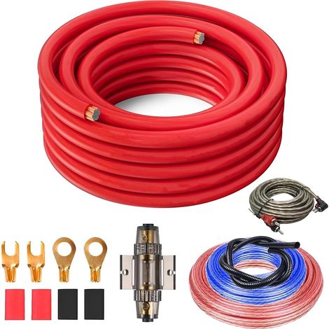 Kit de Câblage Amplificateur, 4GA Amplificateur Haut Parleur Voiture Câble Alimentation Ampli Voiture Câble pour Caisson de Basses, Câblage Amplificateur de Voiture pour La Plupart des Voitures (1/5)