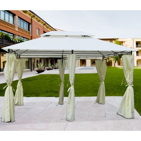 GAZEBO in METALLO "SINES" - 3x4 MT 2,6h - CON 6 TENDE PARASOLE (1/2)