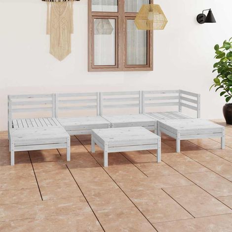 vidaXL Juego de muebles de jardín 7 pzas madera maciza de pino blanco (1/5)