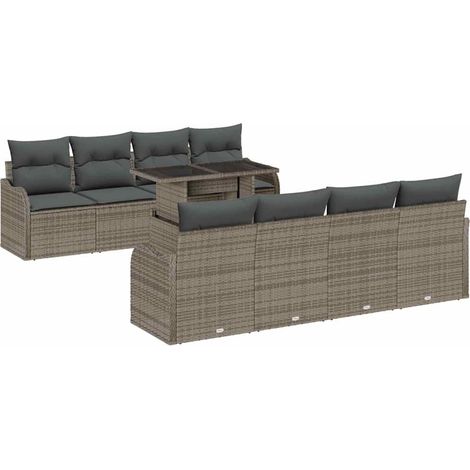 Maison Exclusive - Gartensofa-set mit Kissen 7 pcs Grau Poly-Ratt