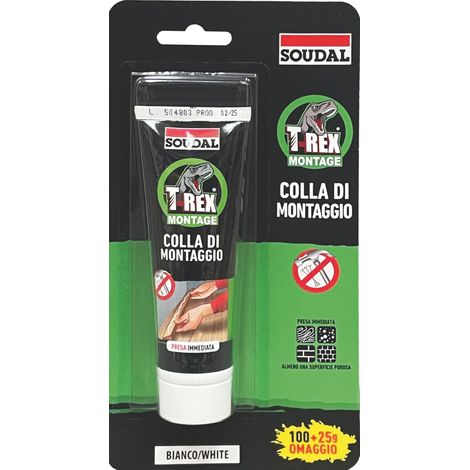Soudal ADESIVO DI MONTAGGIO ''T-REX'' EFFETTO VENTOSA gr. 100+25 omaggio - Bianco 12.00 pz