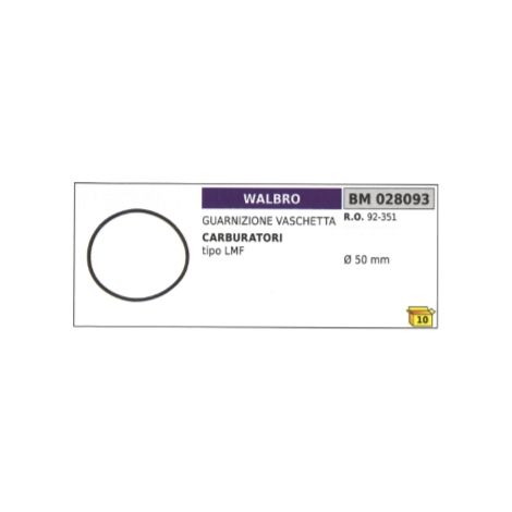 WALBRO junta de cuba de carburador tipo LMF Ø  50mm 92-351