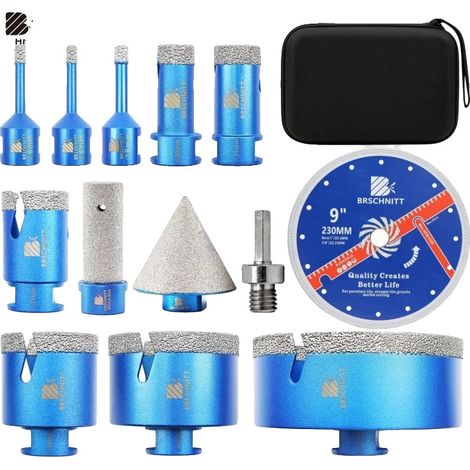 Kernbohrer Set, 13 Teile, Vielseitig für Fliesen und Stein, 13 Stück Set (1/2)