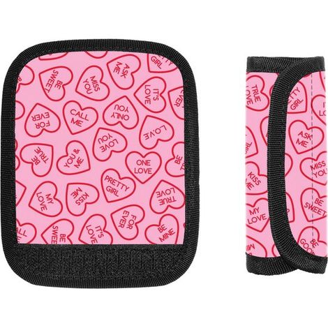 Juego de 2 protectores de asa rosas con forma de corazón y mensaje de amor para asas de carritos de viaje (1/2)