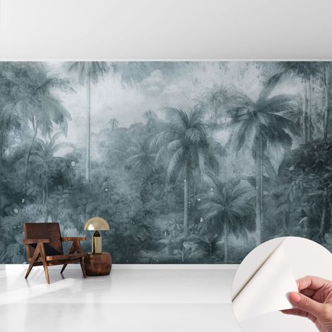 Papier peint autocollant adhésif décoratif avec motifs pour salon et chambre a motif Végétation tropicale 416x254 cm (1/5)