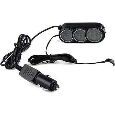 12V-24V 3 en 1 Auto Voiture LCD NuméRique IntéRieur Horloge ExtéRieure TempéRature ThermomèTre Jauge (1/2)