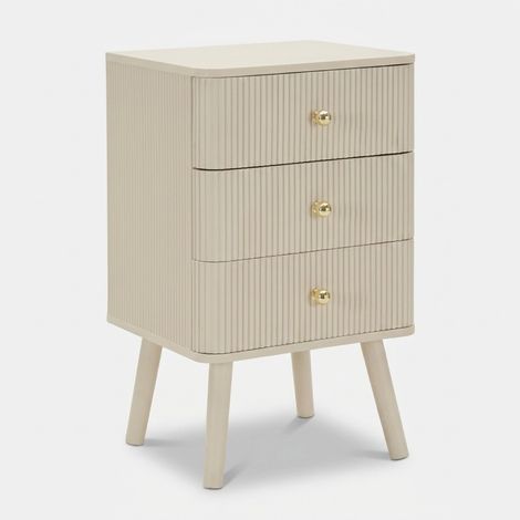 Comodino 3 Cassetti Bianco Pomelli Oro in Legno MDF Camera da Letto