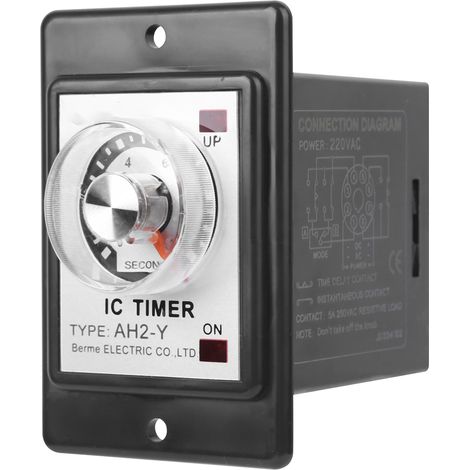 Relais temporisé électronique AH2-Y 220V, temporisateur à retard 10 secondes, interrupteur de commutation programmable BERM. (1/5)