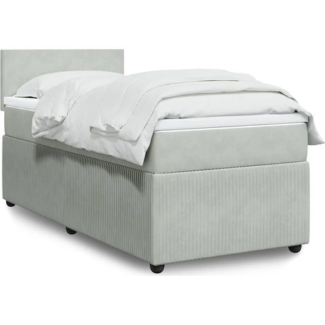 Boxspringbett mit Matratze Hellgrau 100x200 cm Samt