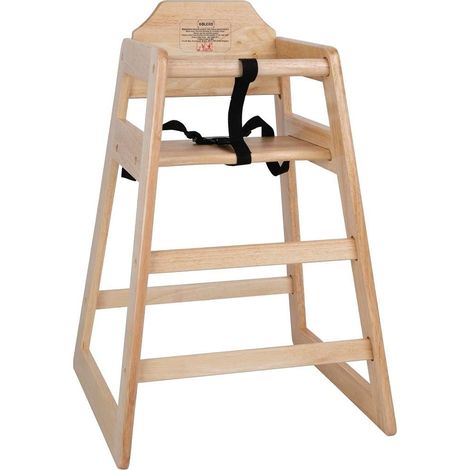 Chaise haute en bois durable et sécurisée pour bébés, Finition naturelle, Hauteur du siège : 500 mm, Comprend un harnais de taille à 3 points, DL900 (1/5)