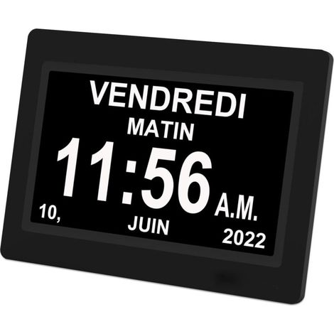 7-inch Digital Clock, Large-Screen Day Clock, Alarm Clock, Wall Clock, Alzheimer’s Clock for Parents, Medication Reminder for Grandparents and Children (Black) (1/4)