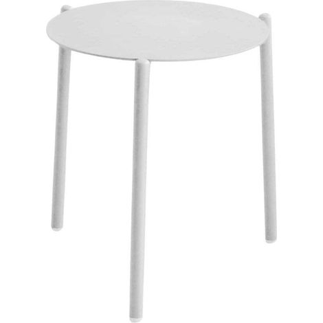 PROLOISIRS Table basse de jardin ronde Ambiance coffee en aluminium - blanc (1/2)