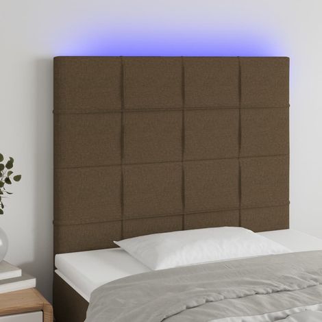 LED Kopfteil Dunkelbraun 100x5x118/128 cm Stoff (1/5)