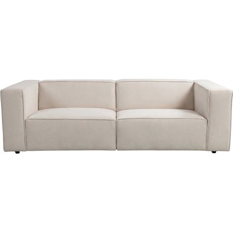 BASIL - Canapé droit tissu lisse 3 places Beige (1/5)