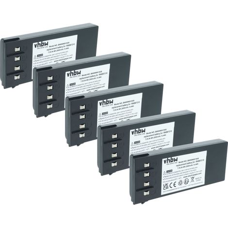 vhbw 5x Batterie compatible avec Hiab 166CL, 166D CL DUO, 166B CL DUO, 166B HIDUO opérateur télécommande industrielle (2000mAh, 7,2V, NiMH)