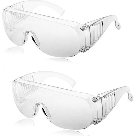 2 Pièces Lunettes de Protection Transparentes en Plastique. Visière de Sécurité Anti-Buée pour Travail