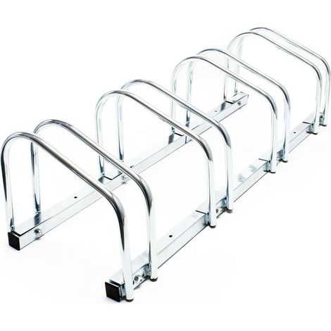Râtelier au sol pour 4 vélos 95 cm métal galvanisé bicyclette (1/5)
