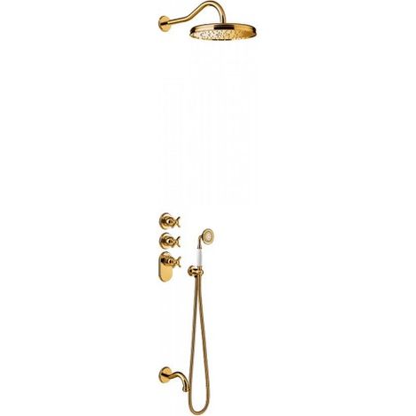 Kit thermostatique baignoire encastré avec fermeture et réglage du débit (2 voies) - TRES 24235301OR Or