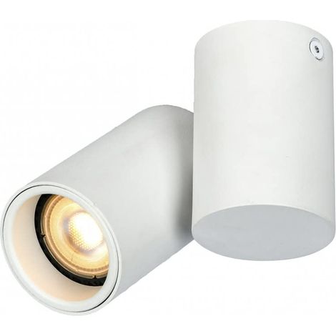 Plafonnier à tête mobile en aluminium 11,6 x 5,6 x 11,5 cm IP20, 1 GU10, max. 50 W, rond, blanc, pour bureaux, appartements et maisons modernes (1/5)