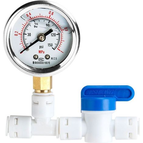 Water Manomètre pour système de filtre à osmose inverse avec tuyau 1/4"