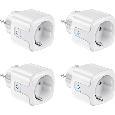 Enchufe inteligente WiFi, 2,4 GHz, 16 A, tipo F, monitorización de energía, control por voz, control remoto, paquete de 4 enchufes inteligentes, compatible con Alexa, Google Home, Smart Life