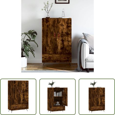 Buffet bois - Buffet haut chêne fumé 69,5x31x115 cm bois d'ingénierie (1/5)