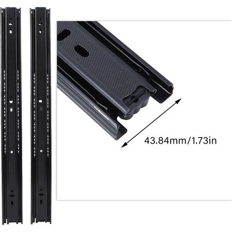 1 paire de glissières à billes de 45,7 cm (18 pouces) pour tiroirs de meubles, en acier noir. (1/5)