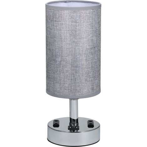 Lampe de chevet AC 220-240V, lampe de bureau, lampe de nuit, double port USB et double prise, commande tactile sensible, 3 niveaux de luminosité réglables, pour chambre, dortoir ou salon (1/5)