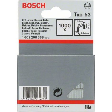 Bosch Accessories 1609200368 Feindrahtklammern Typ 53 1000 St. Abmessungen (L x B) 14 mm x 11.4 mm