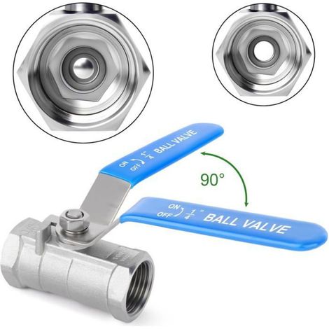 Vanne À Bille - Acier Inoxydable 304 - Filetage Fbsp 1/4 Pouces - Température -28 ℃ À 210 ℃ - Pour Eau Huile Gaz - 2 Pièces (1/5)