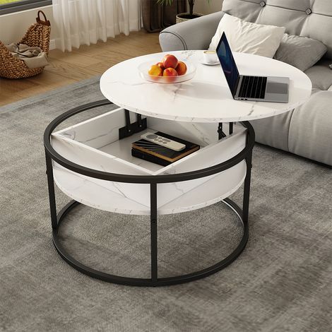 Couchtisch Marlo, Marmor Weiß, 77 x 77 cm, Vicco