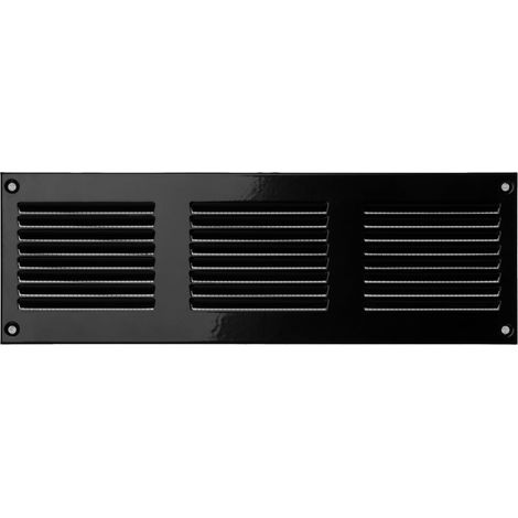 - Ventilation Grille - Air Vent - Galvanized Steel with Insect Screen - For Wall and Ceiling - Black - 30x10cm (1/5)