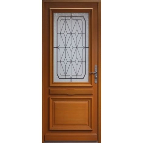 Porte d'entree Bois vitree, Anis, H,215xl,90 p,gauche Cotes Tableau (1/4)