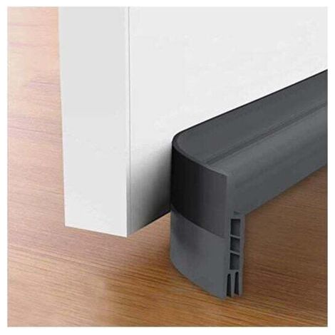 Bas de porte anti-courant d'air & étanchéité porte - NOUVEAU bas de porte isolant (rapide à installer), idéal pour l'isolation contre le froid, le bruit & l'humidité (2 x gris) (1/4)