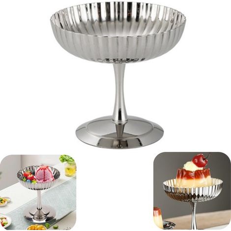 Coupes à dessert en inox 10 x 9 cm - bols à pudding, glace et yogourt lavables, argent (1/5)