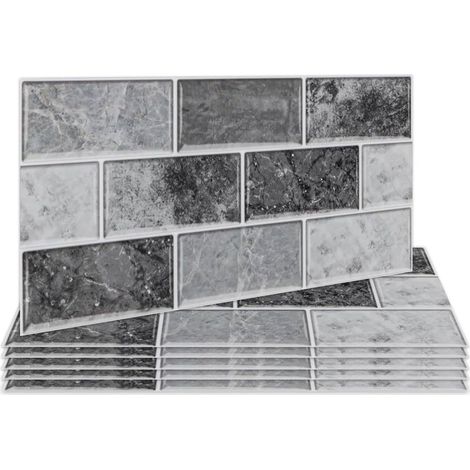 Lot de 12 autocollants pour carrelage blanc cassé (30 x 15 cm) pour salle de bain et cuisine, crédence de cuisine, carrelage mural imperméable (1/5)