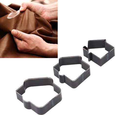 Ensemble de 3 pièces de ciseaux à main en forme de maison et de moules à découper le cuir, de 73 mm, 62 mm et 52 mm de hauteur moules à poinçonner et à découper le cuir en forme de maison. (1/5)